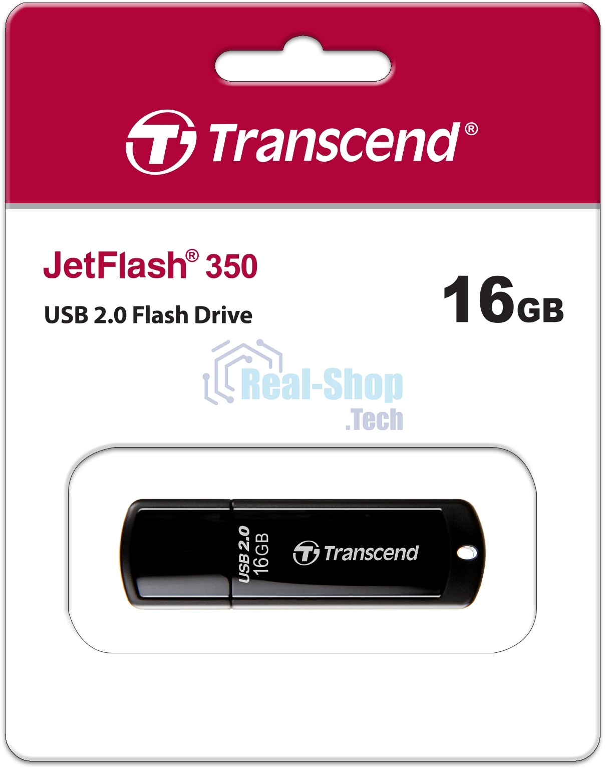 Флешка USB Transcend JetFlash 350 (TS16GJF350), 16Gb, USB 2.0, R/W 15/7, черный