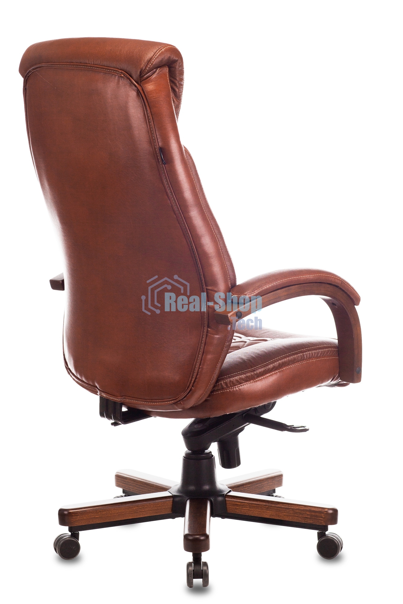 Кресло руководителя Бюрократ T-9924WALNUT светло-коричневый Leather Eichel, кожа, с подголов. крестовина металл/дерево