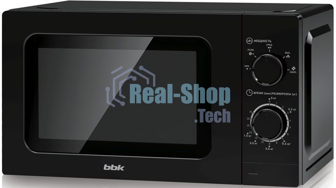Микроволновая печь BBK 20MWS-717M/B черный, 20 л, 700 Вт, переключатели - поворотный механизм