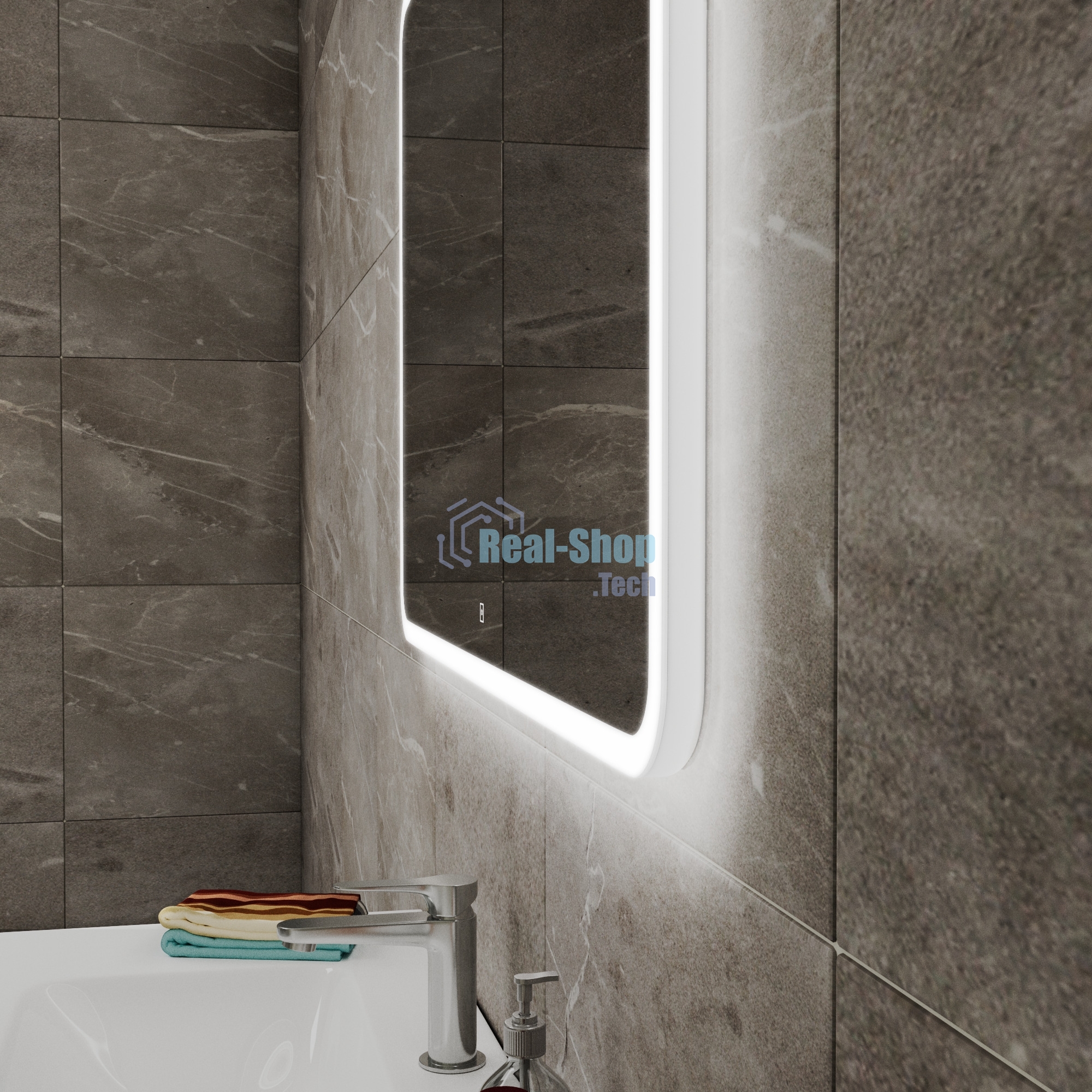 Зеркало Bau Stil 100х70, LED подсветка, сенсор, пластиковый защитный корпус