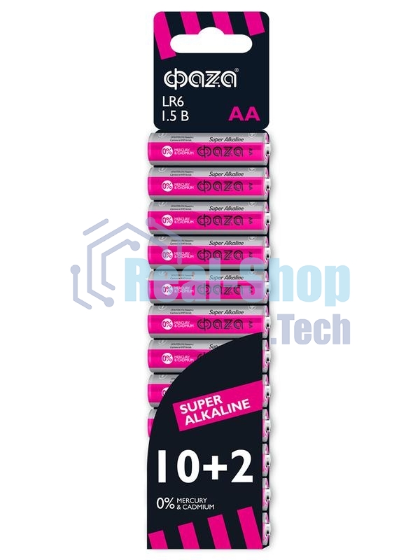 Элемент питания алкалиновый LR6 Super Alkaline SBL-10+2 (уп.12шт) ФАZА 2854582, 1.5 В
