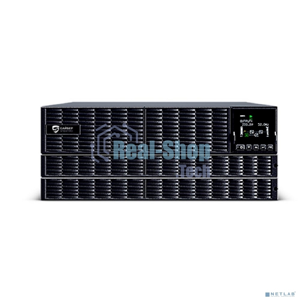 Источник бесперебойного питания UPS Сайбер Электро ЭКСПЕРТ-II-6000Р Онлайн, Стойка/Напольный 6000ВА/6000Вт. USB/RS-232/SNMP Slot/EPO/Relay/ByPass (4 IEC С13);(4) C19; Клеммная колодка (1) (12В/7А·ч. х 16) 4U