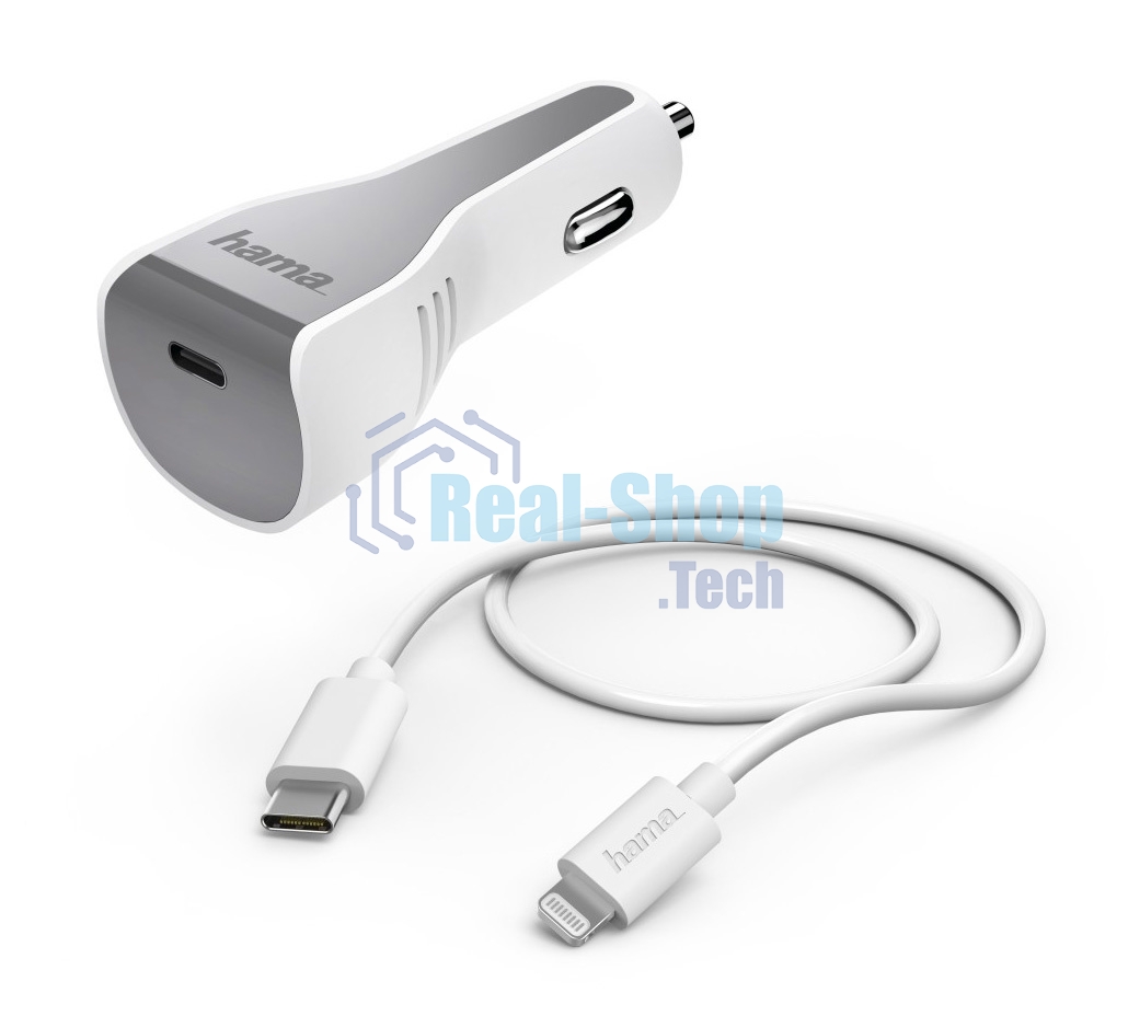 Комплект зарядное устройство Hama H-183317 3A PD для Apple кабель Apple Lightning/Type-C белый
