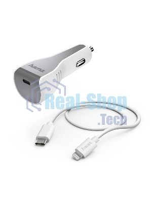 Комплект зарядное устройство Hama H-183317 3A PD для Apple кабель Apple Lightning/Type-C белый