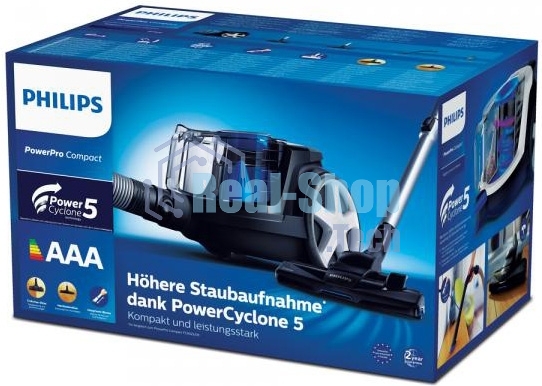 Пылесос Philips FC9331/09 черный/синий, 237/900 Вт, уборка сухая, пылесборник контейнер 1.5 л