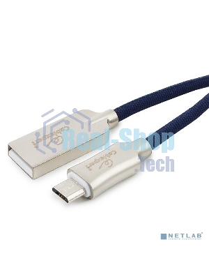 Кабель USB2.0 Cablexpert CC-P-mUSB02Bl-1M, AM/microB, серия Platinum, длина 1м, синий, блистер