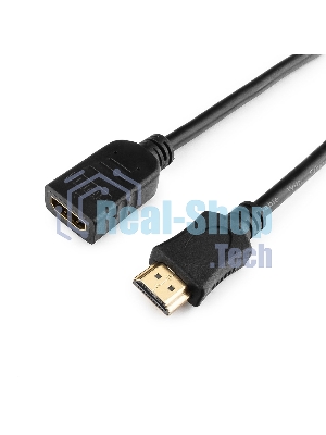 Кабель-удлинитель HDMI Cablexpert CC-HDMI4X-6, 19M/19F, v2.0, позол.разъемы, экран, 1.8м, черный, пакет