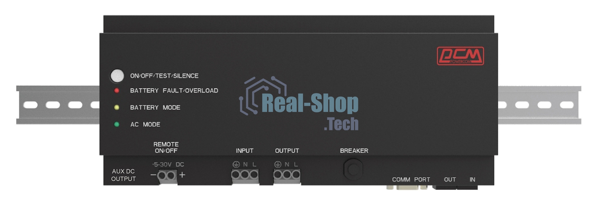 Источник бесперебойного питания Powercom DRU 500VA/300W, DIN Rail, 230V, RS-232, 2 year warranty (1114005)