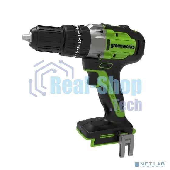 Дрель-шуруповерт GREENWORKS GD24DD60, 24 В, 0 Ач, 60 Нм, бесщеточный, ударный