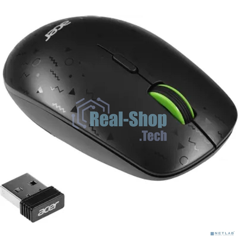 Мышь беспроводная Acer OMR307 черный, 1600 dpi, радиоканал, USB, кнопки - 4