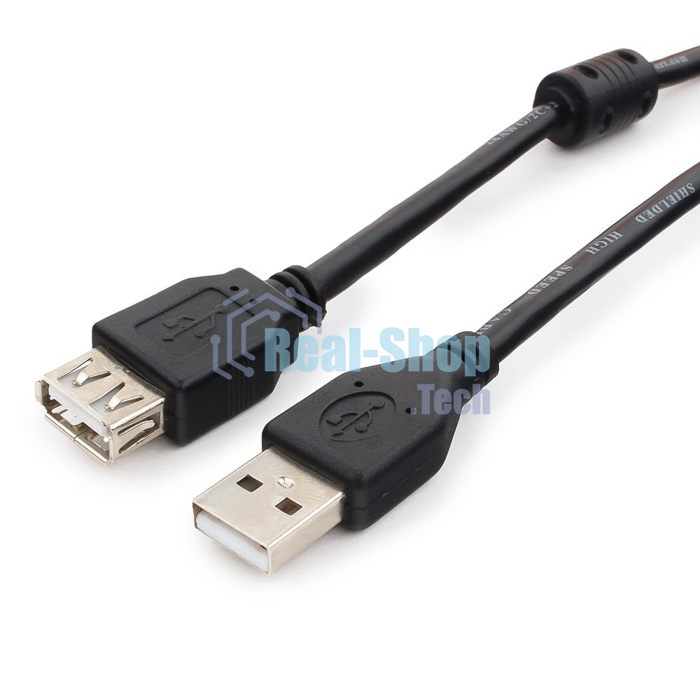 Кабель Cablexpert USB2.0 Pro CCF2-USB2-AMAF-6, AM/AF, 1.8м, экран, 2феррит.кольца, черный, пакет
