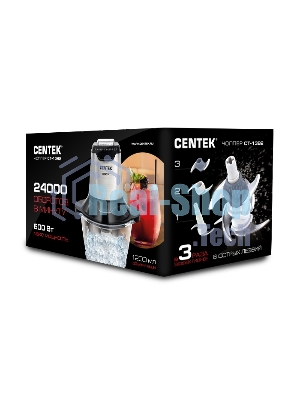 Чоппер Centek CT-1392 Сталь 600Вт 6 лезвий, стеклянная чаша 1,2л, разборные ножи