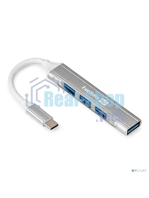 USB-концентратор 4-в-1 ExeGate DUB-3213C (кабель-адаптер USB3.0 Type-C --> 3xUSB2.0, 1xUSB3.0, Plug&Play, серебристый)