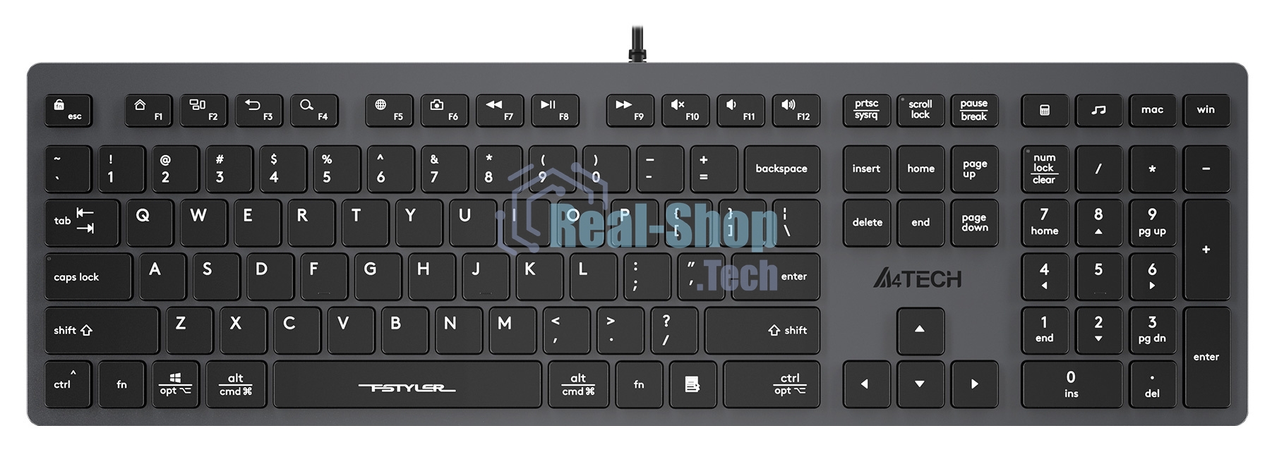 Клавиатура проводная A4Tech Fstyler FX50, USB, серый