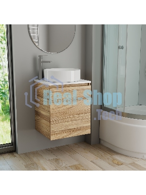Тумба Bau Dream Blackwood 50 с дверцей, раковина BAU Dream круглая D41, смеситель для раковины высокий Hotel Still, нержавеющая сталь
