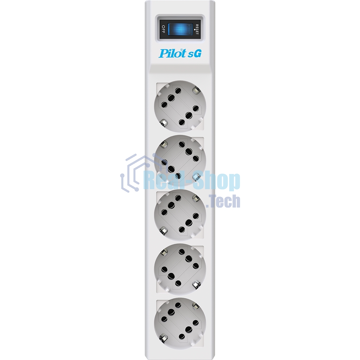 Сетевой фильтр ZIS PILOT Surge protector Pilot SG5 5 outlets (GP), 10A/2.2kVt, automatic circuit-breaker, 5 m