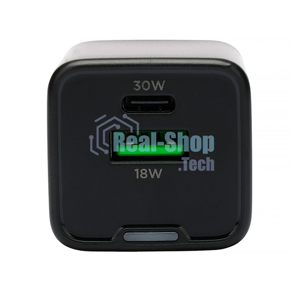 Зарядное устройство Cablexpert MP3A-PC-64, 30Вт GaN, 3А, QC4.0/PD, 1xUSB, 1xType-C, черный, пакет