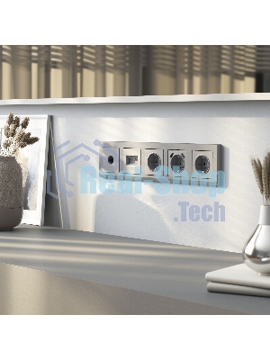 Накладка для двойной розетки Еthernet RJ-45 (серебряный матовый)