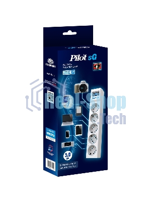 Сетевой фильтр ZIS PILOT Surge protector Pilot SG5 5 outlets (GP), 10A/2.2kVt, automatic circuit-breaker, 5 m