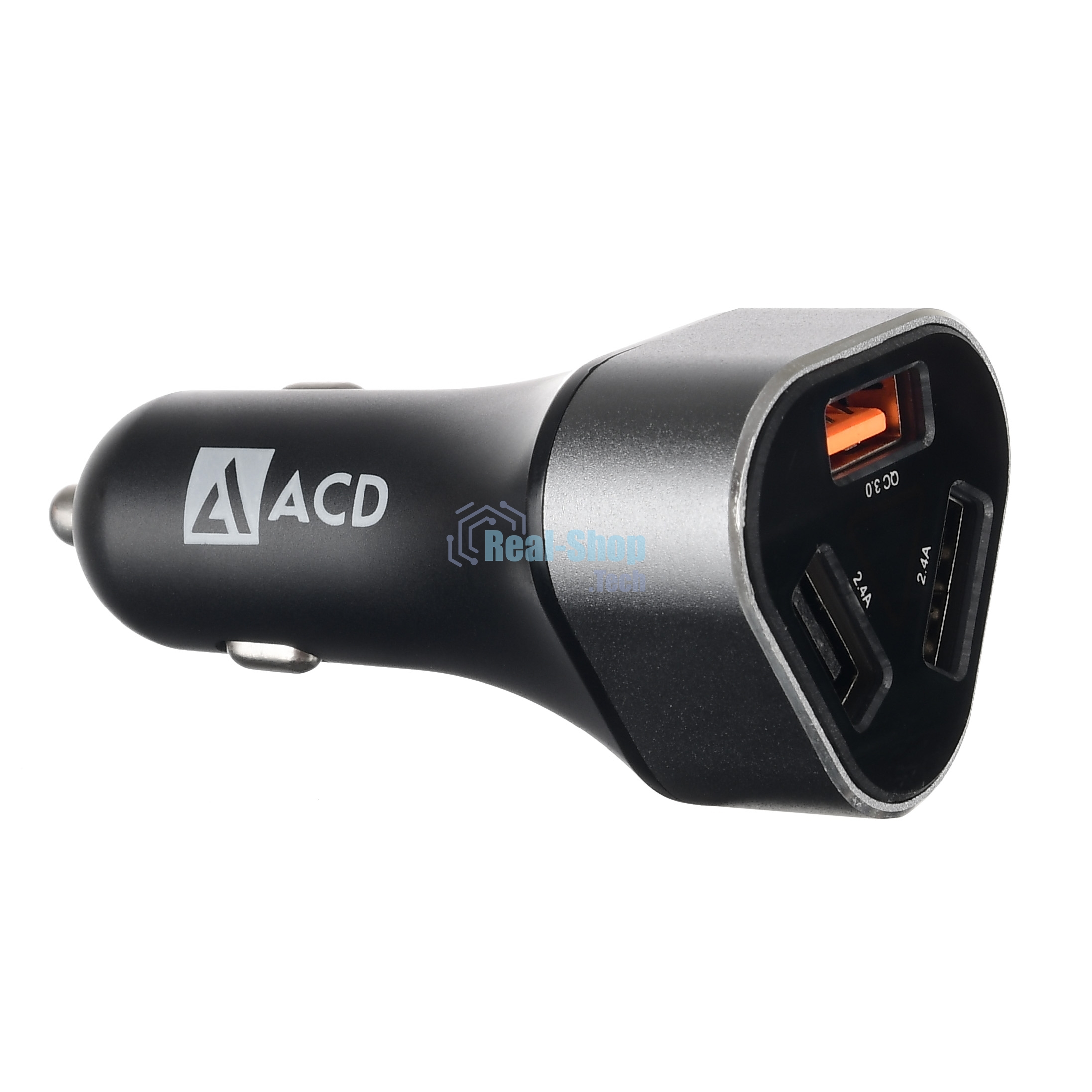 Автомобильное зарядное устройство ACD черный 23Вт, 3xUSB 1QC+2Smart, 3.6~12В, 3А RTL