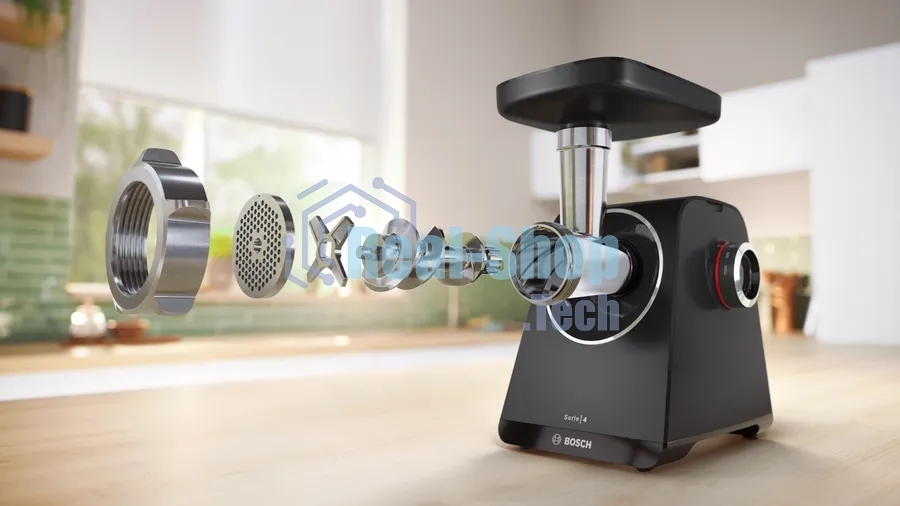 Мясорубка электрическая Bosch MFWS440B черный, 1900 Вт, 2.5 кг/мин, реверс, защита от перегрузки, насадки - 7