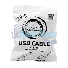 Кабель Gembird/Cablexpert USB 2.0, AM/AF, 4.5м, экран, 2феррит.кольца, черный, пакет