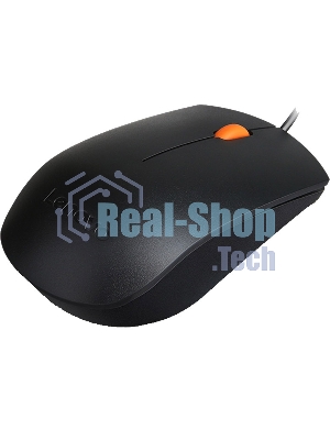 Мышь проводная Lenovo 300 черный, 1600 dpi, USB, кнопки - 3