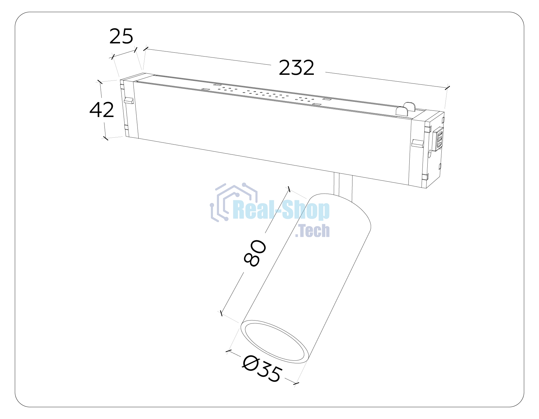 Управляемый светодиодный светильник для шинопровода Magnetic Ambrella light GL1203 GD золото IP20 7W 3000K-6400K 220V 36° D35*80 (Без ПДУ)