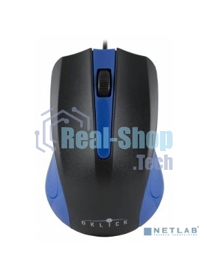 Мышь проводная Oklick 225M черный/синий, 1200 dpi, USB, кнопки - 3
