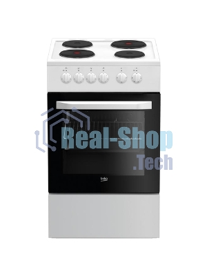 Плита электрическая Beko FFSS56000W белый, конфорок 4 шт, духовка 60 л, 50 см x 85 см x 60 см