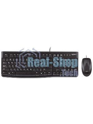 Комплект клавиатура+мышь Logitech MK120 проводной, USB, 1000 DPI, чёрный (неоригинальная гравировка)