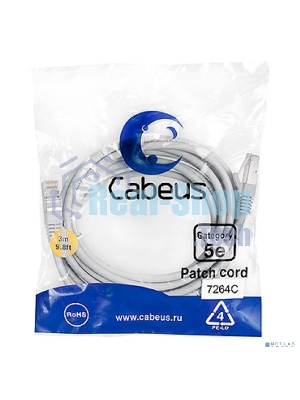 Шнур комм. Cabeus, кат. 5е, экр., F/UTP, RJ45/RJ45, PVC, AWG24, 3м, серый