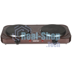 Плита настольная электрическая Centek CT-1507 Siberia коричневый, 2 кВт, ТЭН, конфорки - 2, эмаль, поворотные переключатели
