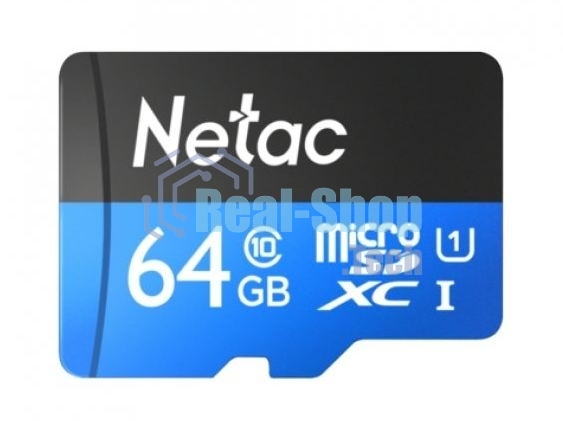 Флеш карта microSDHC 64Gb Netac P500 NT02P500STN-064G-R (с SD адаптером) 80Mb/s