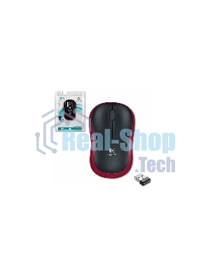 Мышь беспроводная Logitech M185, красный, 1000 dpi, радиоканал, USB, кнопки - 3