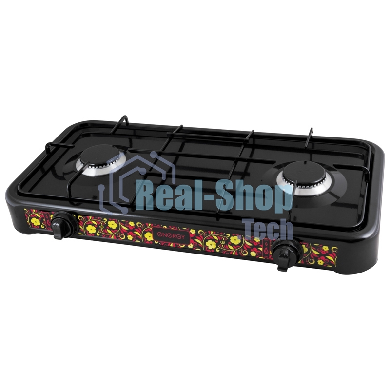 Плита настольная газовая Energy EN-002B черный, 6.4 кВт, газ, конфорки - 2, эмаль, поворотные переключатели