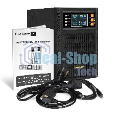 Источник бесперебойного питания On-line ExeGate PowerExpert TL-2000.LCD.AVR.3SH.USB.RS232.SNMP 2000VA/2000W, On-Line, PF=1, LCD, 3*Schuko, RS232, USB, SNMP-slot, встроенные батареи 12V 7.2Ah - 4шт, Tower, металлический корпус, черный