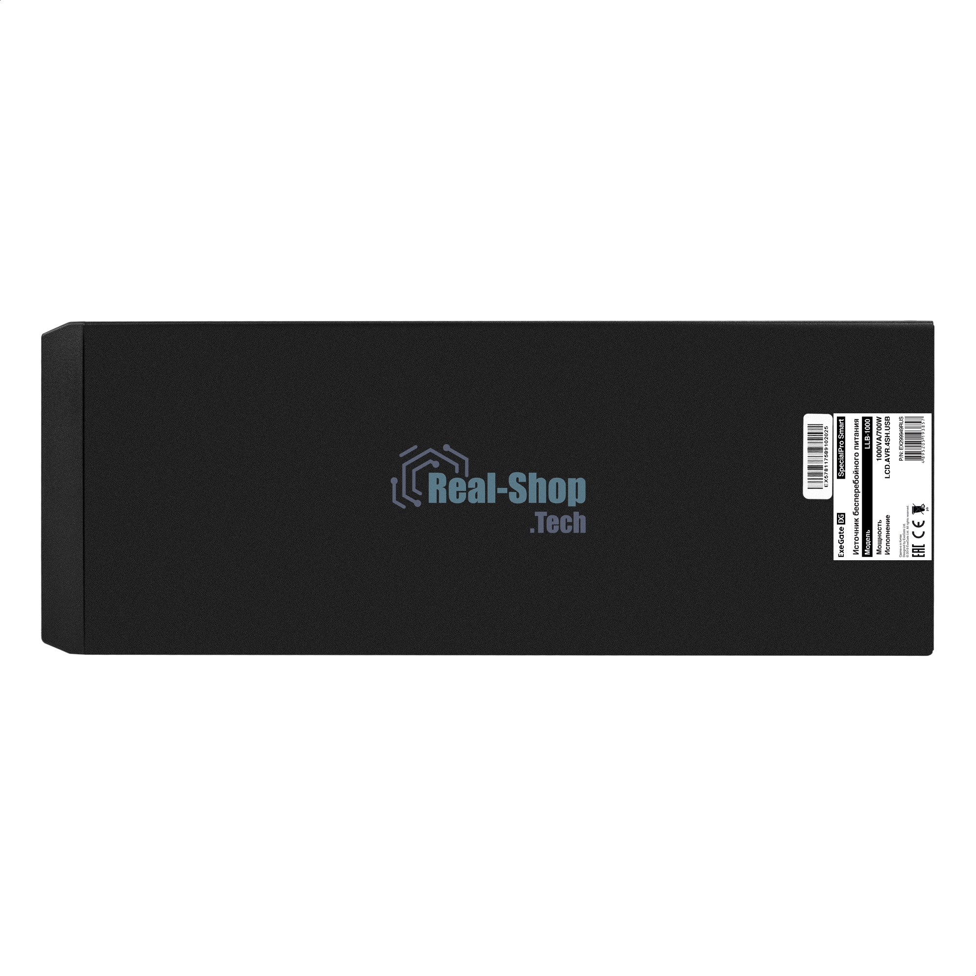 Источник бесперебойного питания ExeGate SpecialPro Smart LLB-1000.LCD.AVR.4SH.USB (1000VA/700W, LCD, AVR, 4*Schuko,USB, батарея 12V 7.2Ah - 2 шт., металлический корпус, Black)