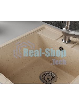 Мойка для кухни BAU Stil Sand 45х50, выпуск с сифоном в комплекте, бежевый песок