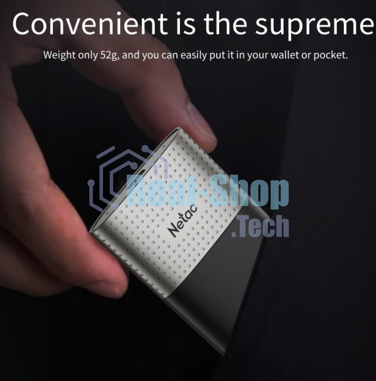 Внешний SSD Netac Z9, 500 Gb, USB 3.2 Gen 2 Type-C, R/W 550/480, черный
