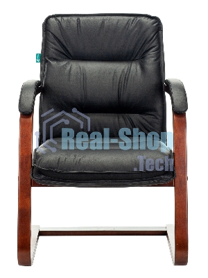 Кресло офисное Бюрократ T-9927WALNUT-AV черный, кожа, полозья дерево