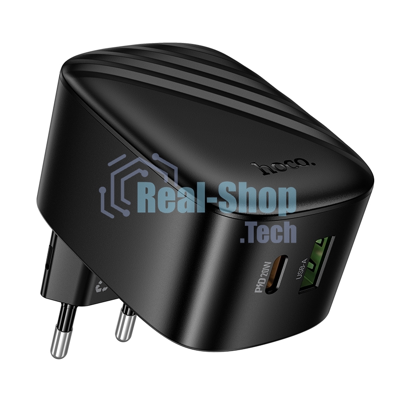 Зарядное устройство Hoco 20Вт, 3А, QC3.0/PD, 1xUSB, 1xType-C, CS101A, черный, коробка