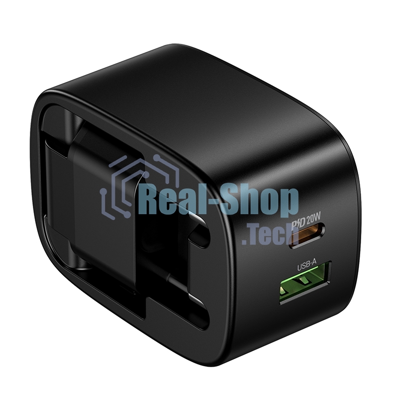Зарядное устройство Hoco 20Вт, 3А, QC3.0/PD, 1xUSB, 1xType-C, CS101A, черный, коробка
