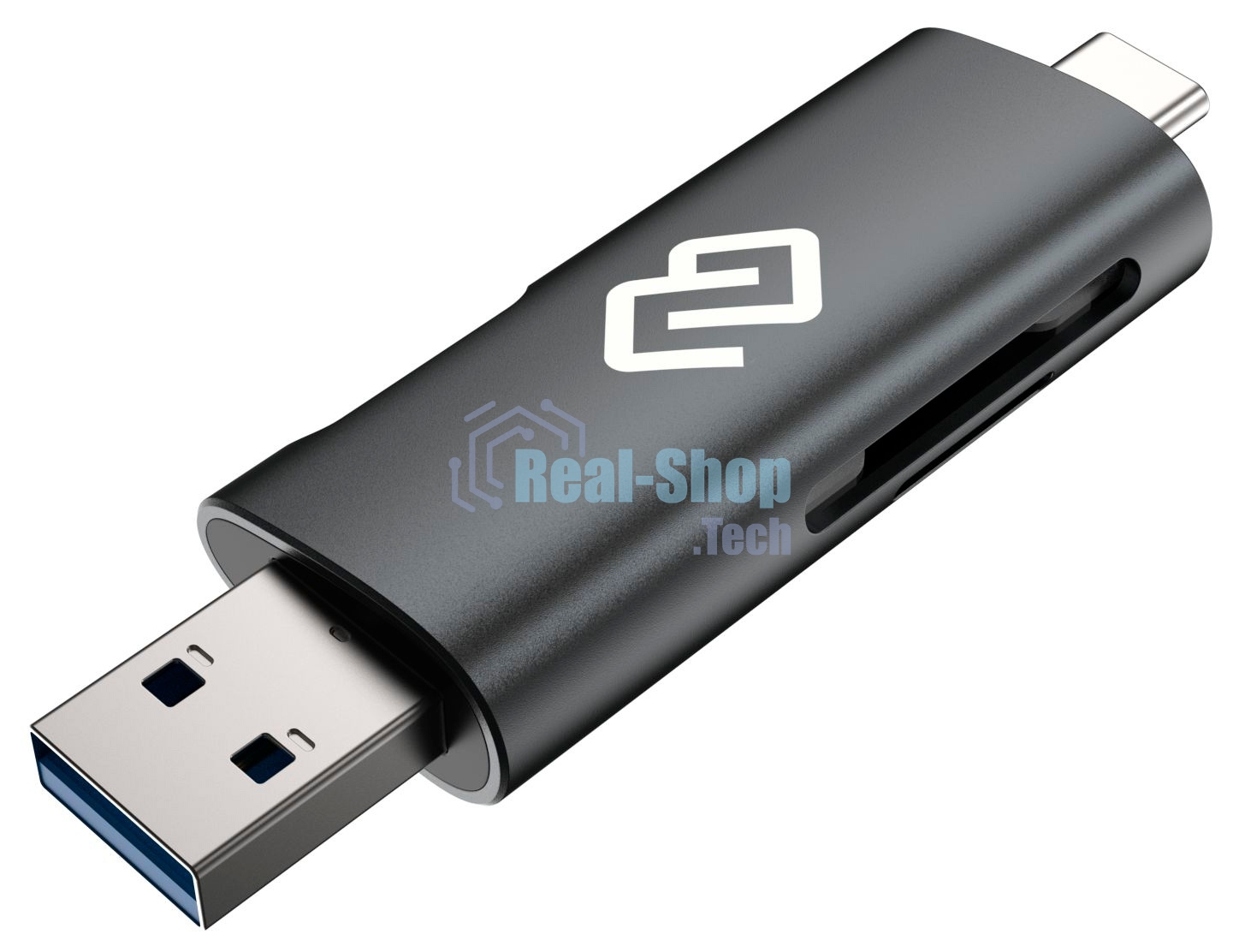 Кард-ридер Digma CR-СU2520-G/серый/SD/TF/micro-SD/micro-SDXC/miсro-SDHC/USB 2.0/Type-C/алюминий