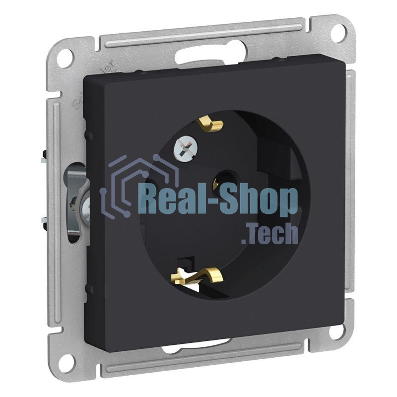 Механизм розетки 1-м СП AtlasDesign с заземл. 16А карбон SchE ATN001043