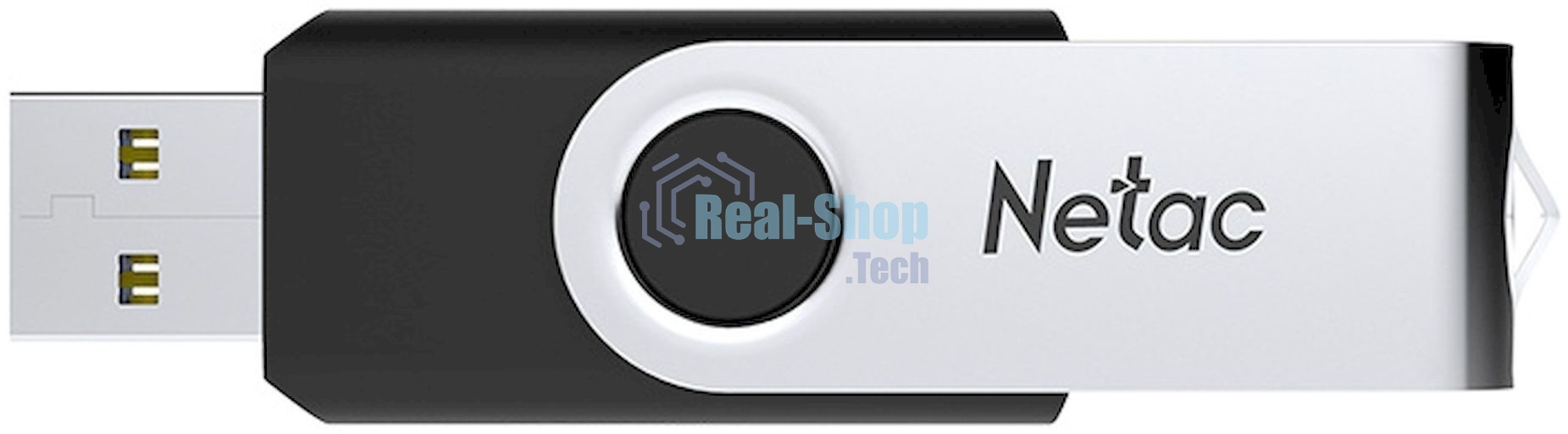 Флешка USB Netac U505 (NT03U505N-128G-20BK), 128Gb, USB 2.0, R/W 70/30, черный/серебристый
