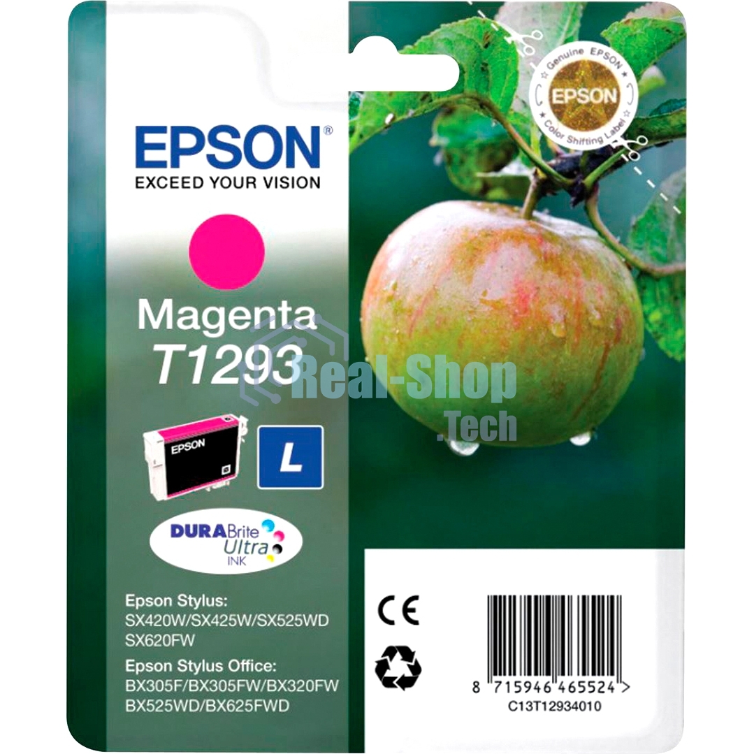 Картридж струйный Epson T1293 (C13T12934012/C13T12934011/C13T12934010) пурпурный (7 мл) для SX420/425/525WD/B42WD/BX320FW
