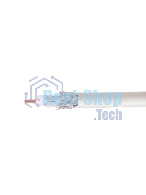 Кабель коаксиальный Cablexpert, RG-6U-CU-1, 75 Ом, 64%, 0,8 мм, медь, белый, 100 м