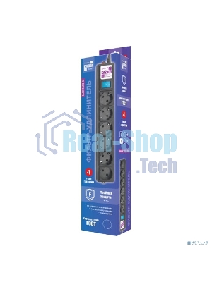 Сетевой фильтр Powercube SPG6-B-3M 3м, 6 розеток, черный, коробка