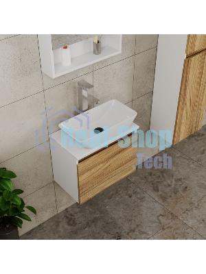 Комплект для ванной, 4 предмета (тумба Bau Dream 50 + раковина чаша BAU 47х24, белая + смеситель Hotel Still, выпуск клик-клак, черный)
